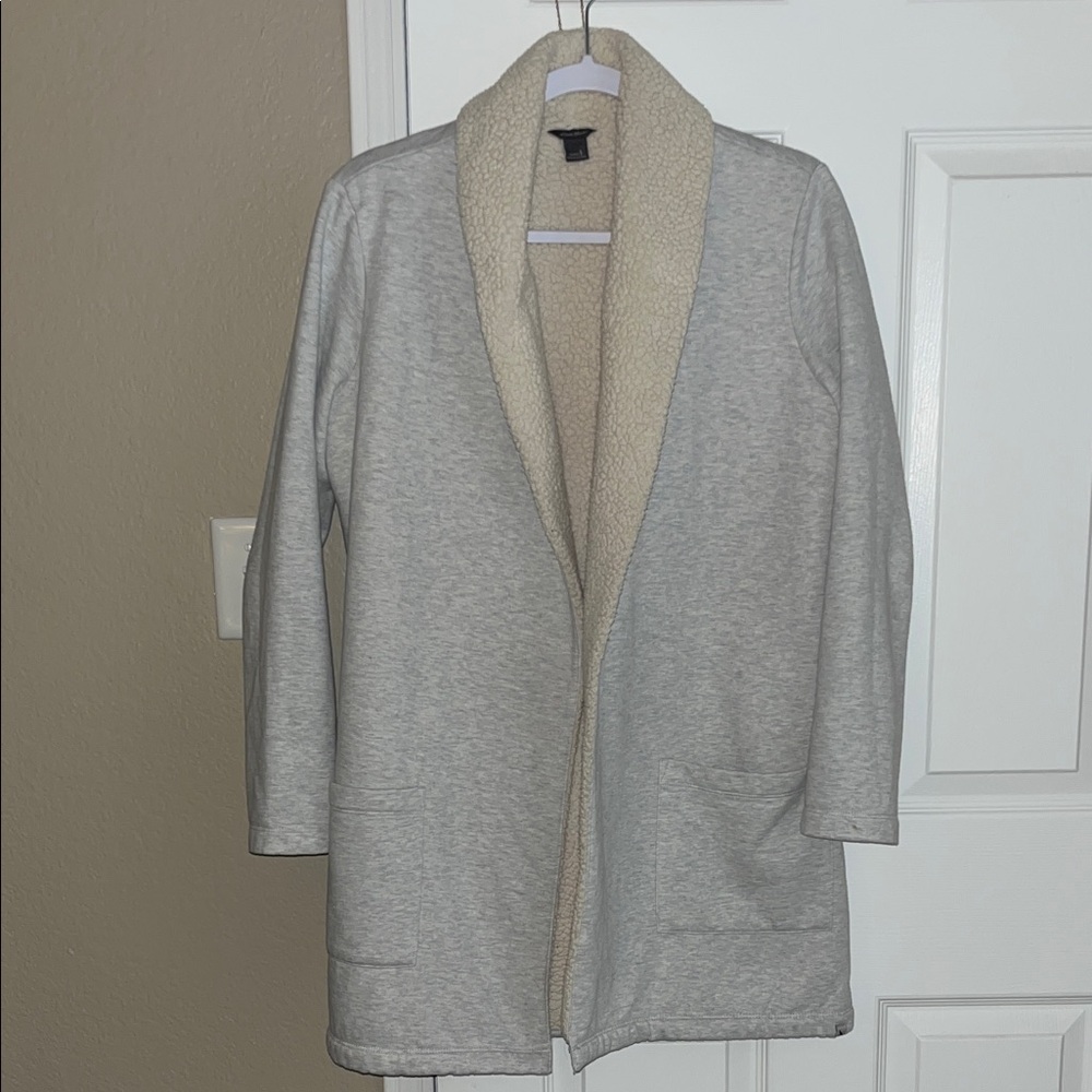 Eddie Bauer Light Gray Open-Front Cardigan